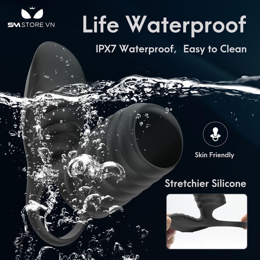 SMT2718 - Vòng đeo dương vật có 10 chế độ rung điều khiển từ xa