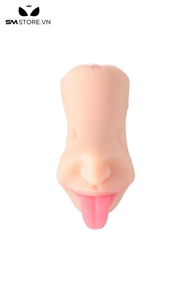 SMT2161 - Âm đạo giả cầm tay 2 đầu miệng thè lưỡi silicon mềm