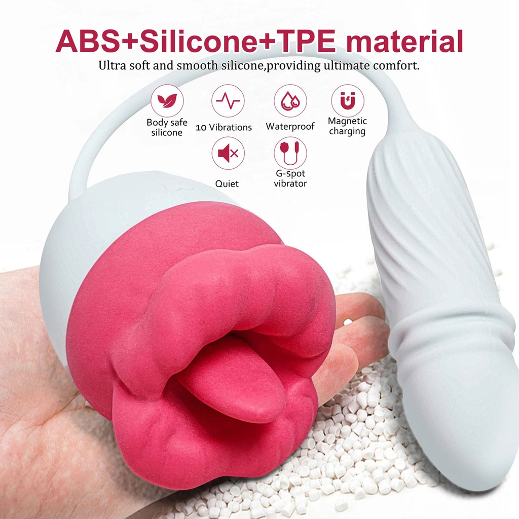 SMT2282 - Máy bú liếm nữ có lưỡi rung 10 tần số silicon dài 44.5cm