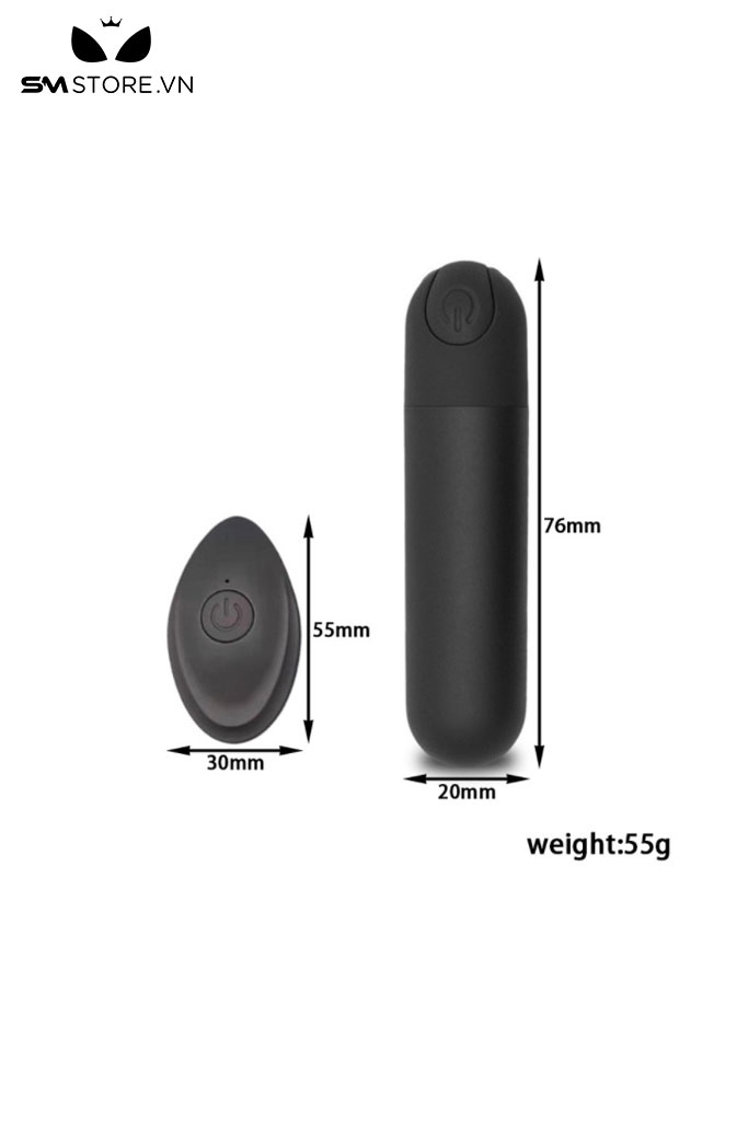 SMT1012 - Trứng rung điều khiển từ xa với 10 tần số dài 76mm sạc USB