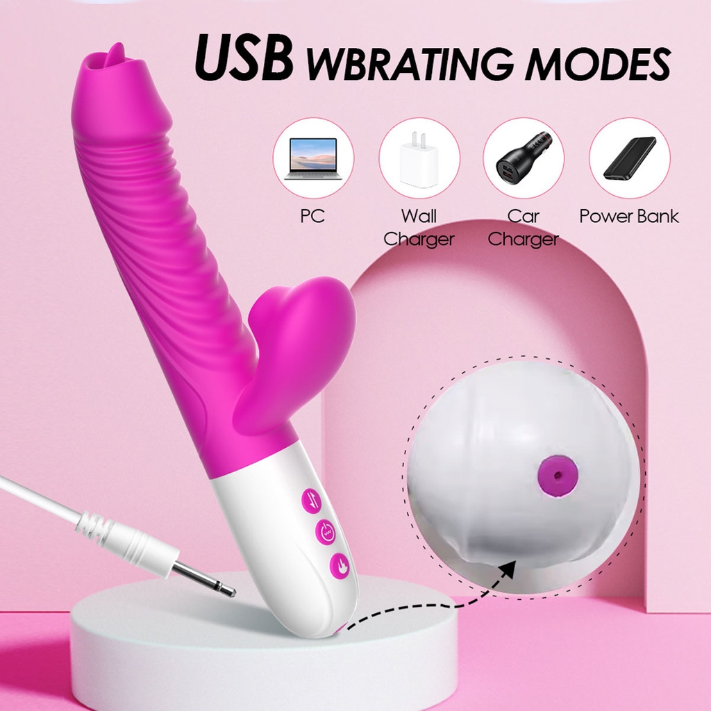 SMT2783 - Máy rung thụt hút có lưỡi liếm silicon và sưởi ấm sạc điện