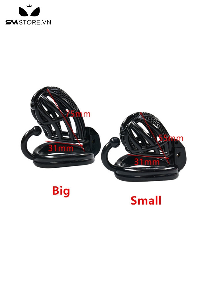 SMT2680 - Khóa dương vật tổ ong nhựa có 4 vòng đeo kèm thanh móc