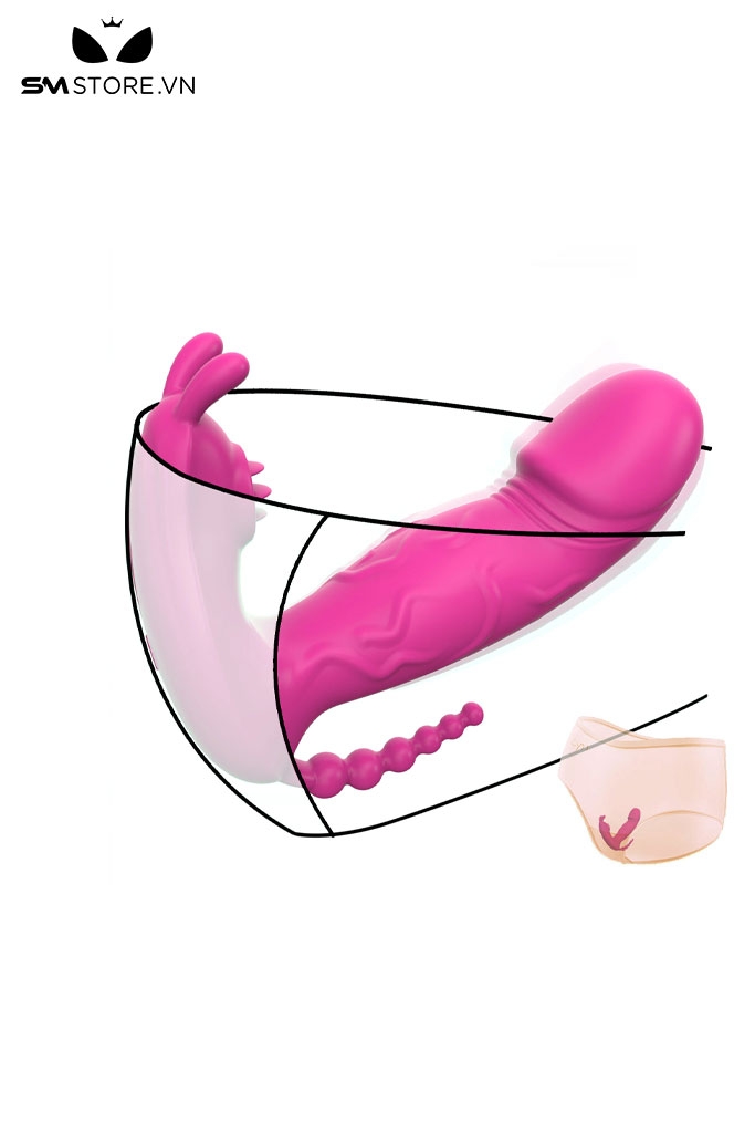 SMT2738 - Máy rung 2 đầu tai thỏ có lưỡi liếm có 9 tần số sạc điện