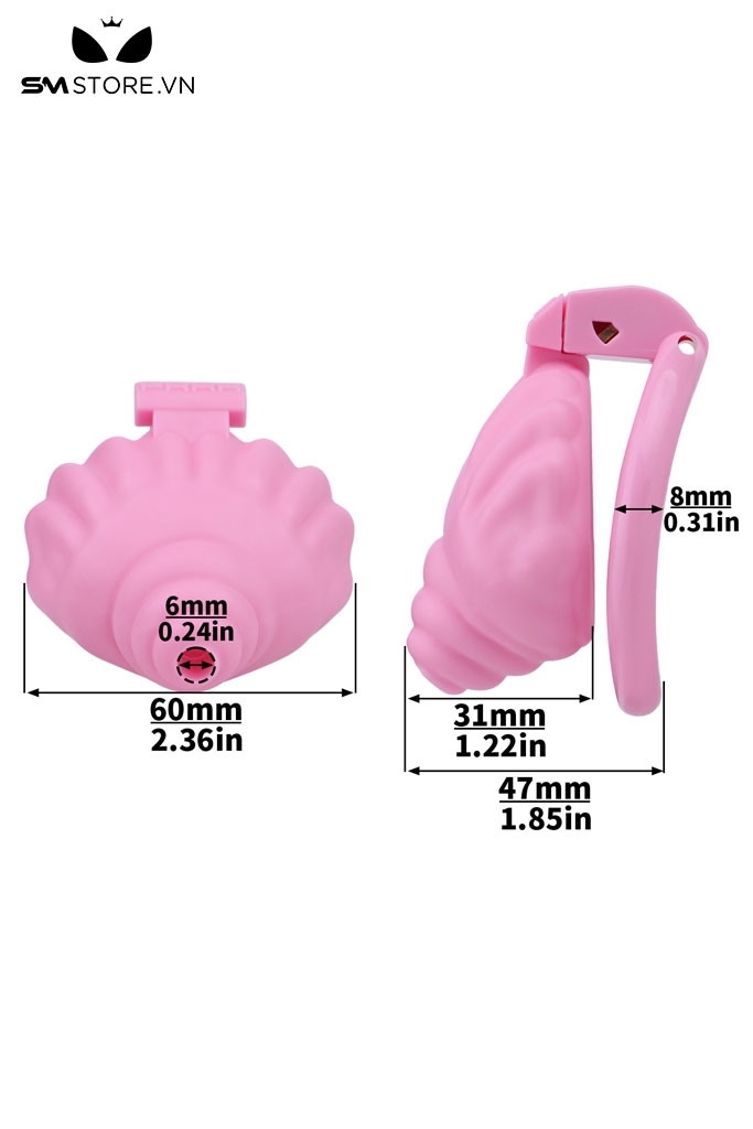 SMT2642 - Khóa dương vật dạng lồng ngụy trang vỏ sò mix kèm 4 vòng
