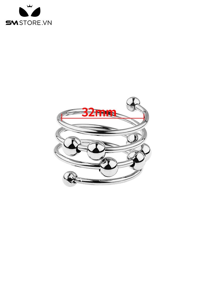 SMT622 - Vòng đeo dương vật inox có bi hình lo xo với 4 size