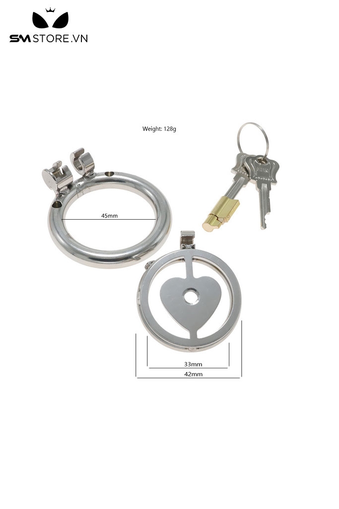 SMT288 - Đai trinh tiết inox không gỉ dạng phẳng hình trái tim có 3 size