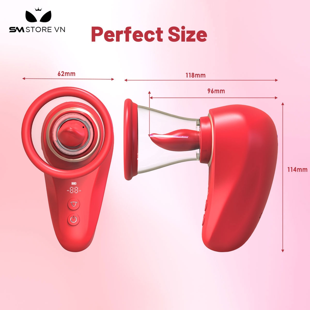 SMT1428 - Máy rung silicon lưỡi liếm hút âm đạo có 3 tần số dài 18cm