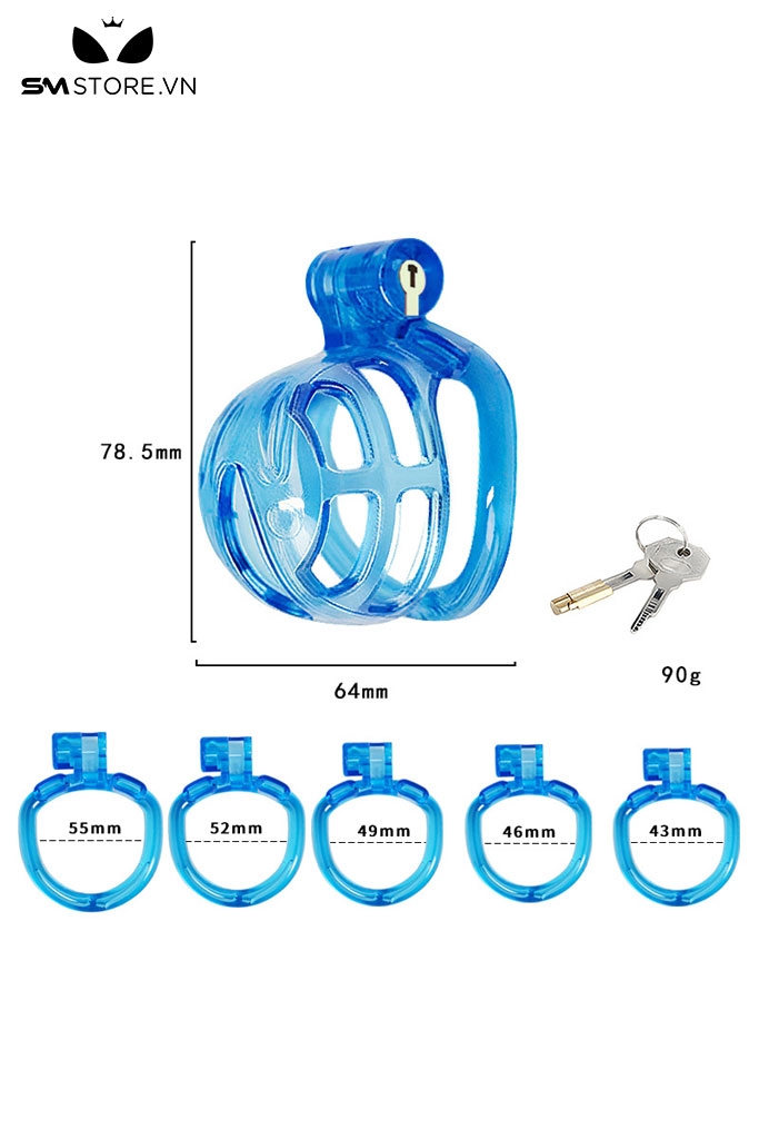SMT2681 - Khóa dương vật bằng nhựa thoáng khí kèm 4 vòng đeo