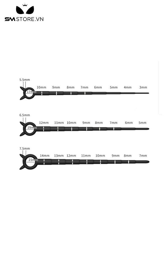 SMT574 - Que rung niệu đạo hình tai thỏ dài 299mm màu đen với 3 size