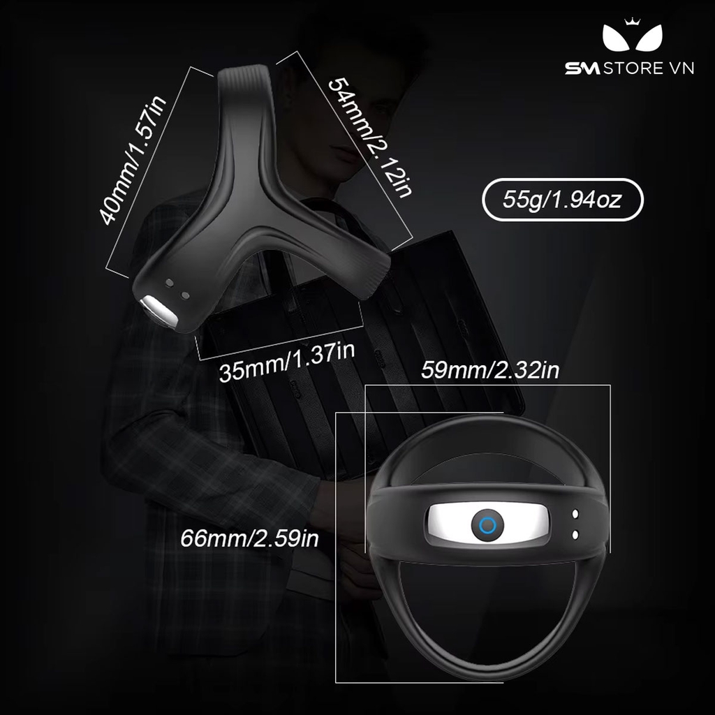 SMT640 - Vòng rung tình yêu đeo gốc dương vật có 10 chế độ sạc điện