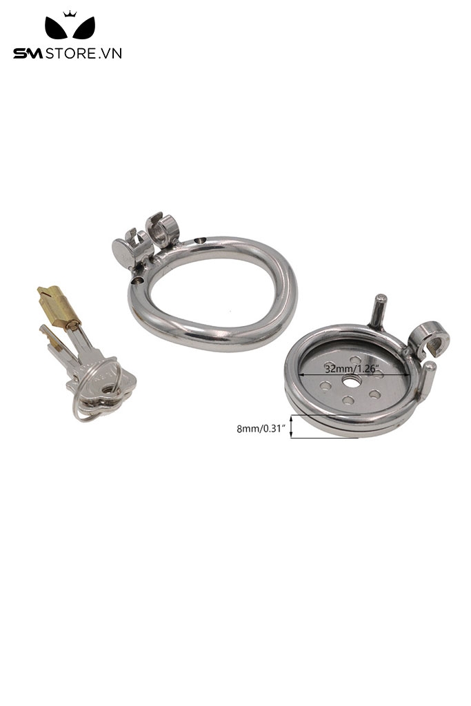 SMT166 - Khóa trinh tiết nam inox dạng lồng lỗ tròn với 3 size
