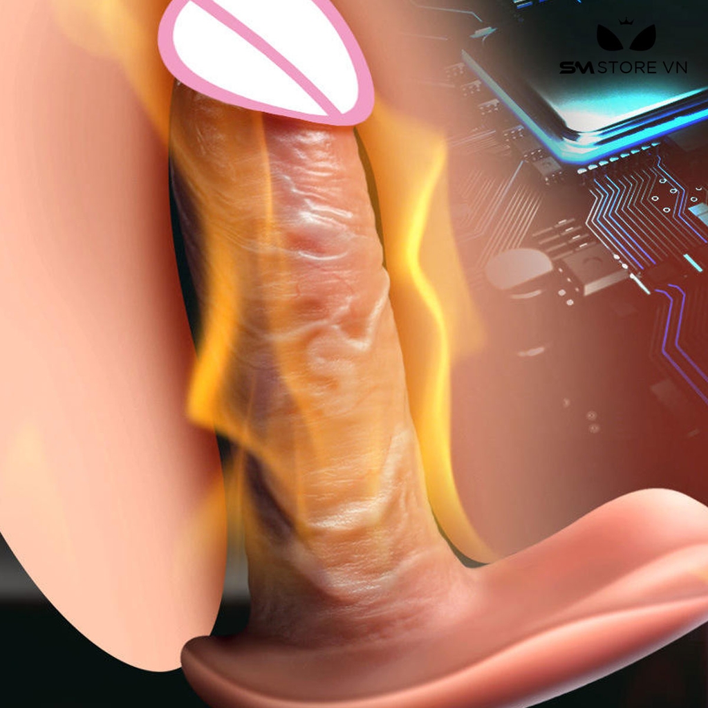 SMT1625 - Dương vật giả silicon gân nổi chế độ sưởi ấm điểu khiển xa