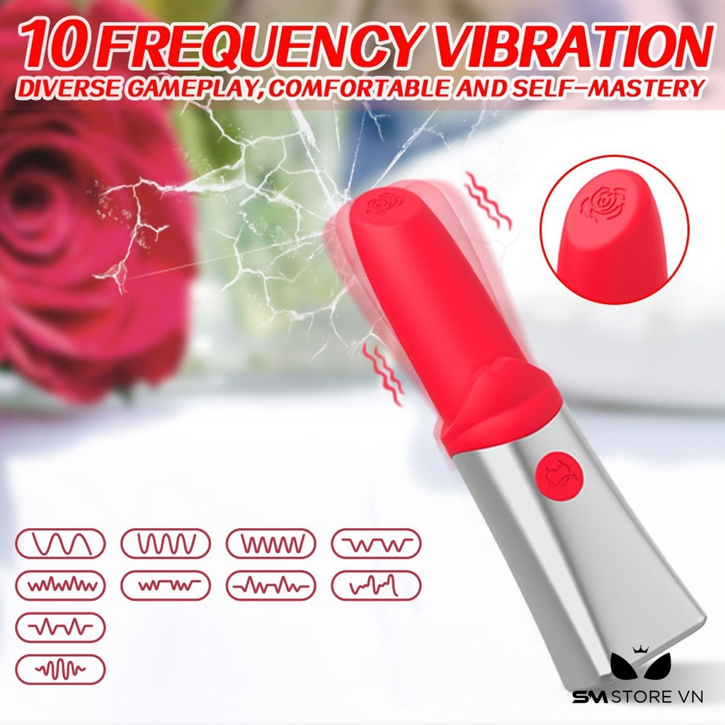 SMT1319 - Trứng rung thỏi son môi silicon dài 13cm có 10 tần số