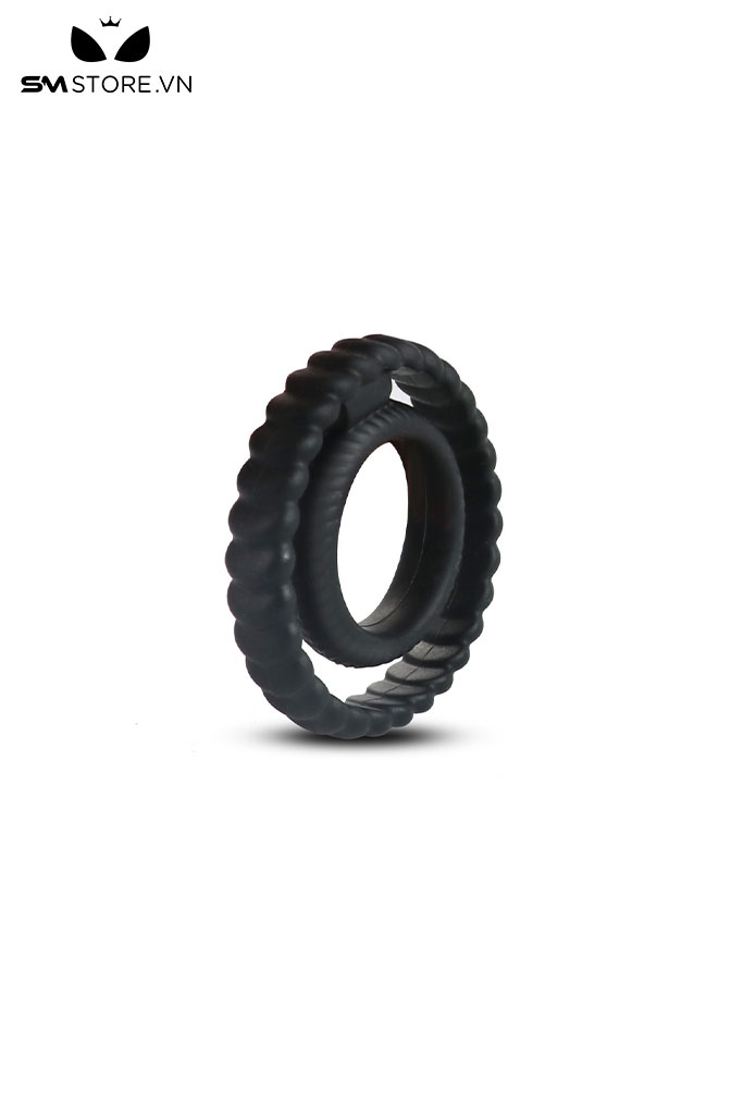 SMT572 - Vòng đeo dương vật silicon xoắn ốc màu đen đường kính 53mm