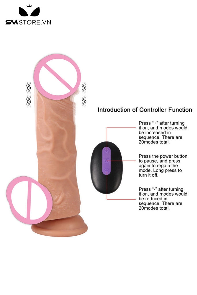 SMT2870 - Dương vật giả điều khiển từ xa rung 20 chế độ dài 21cm