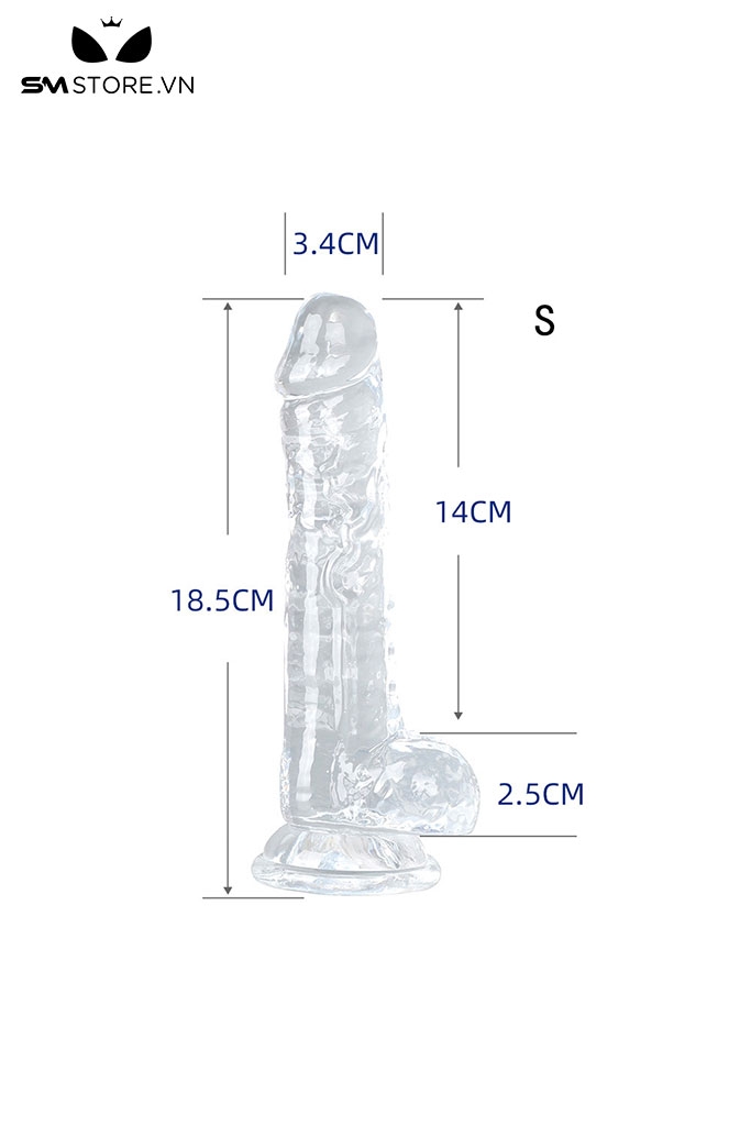 SMT487 - Dương vật giả silicon trắng trong suốt 7 size có độ bám dính