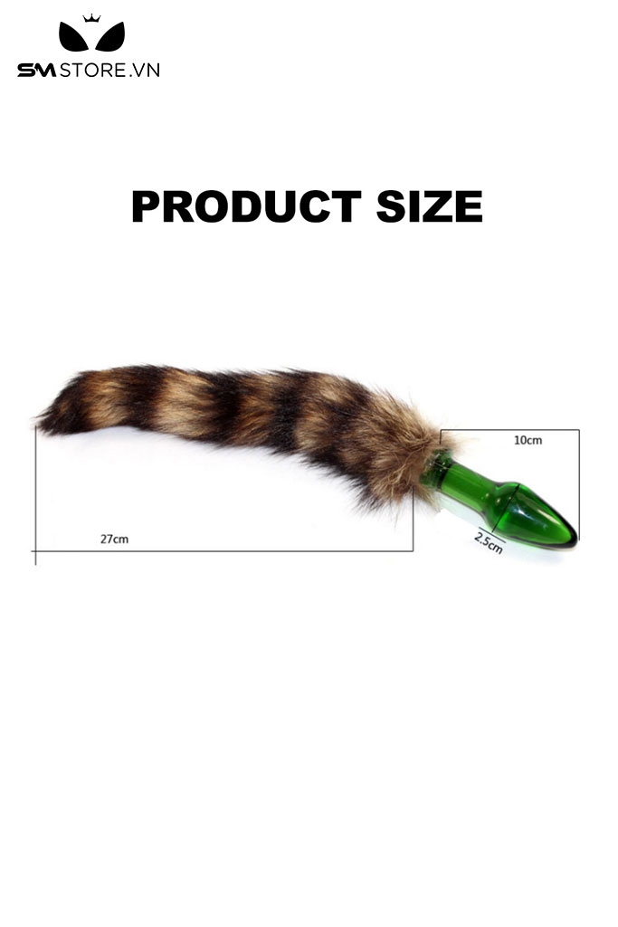 SMT1683 - Đuôi cáo cosplay với phích cắm thủy tinh dài 37cm