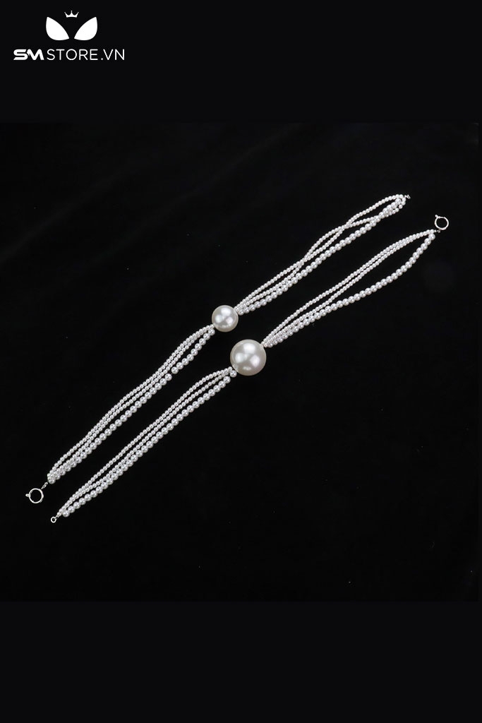 SMT1397 - Ball gag với dây ngọc trai trắng có đường kính 3 và 4cm