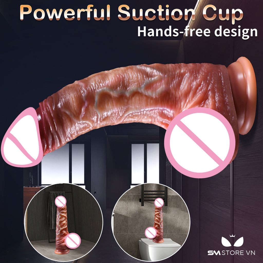 SMT1626 - Dương vật giả silicon có gân xanh và dính tường dài 21.5cm