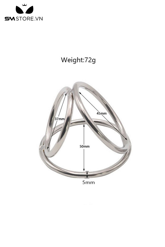 SMT2250 - Vòng đeo dương vật inox chống xuất tinh sớm có 3 vòng