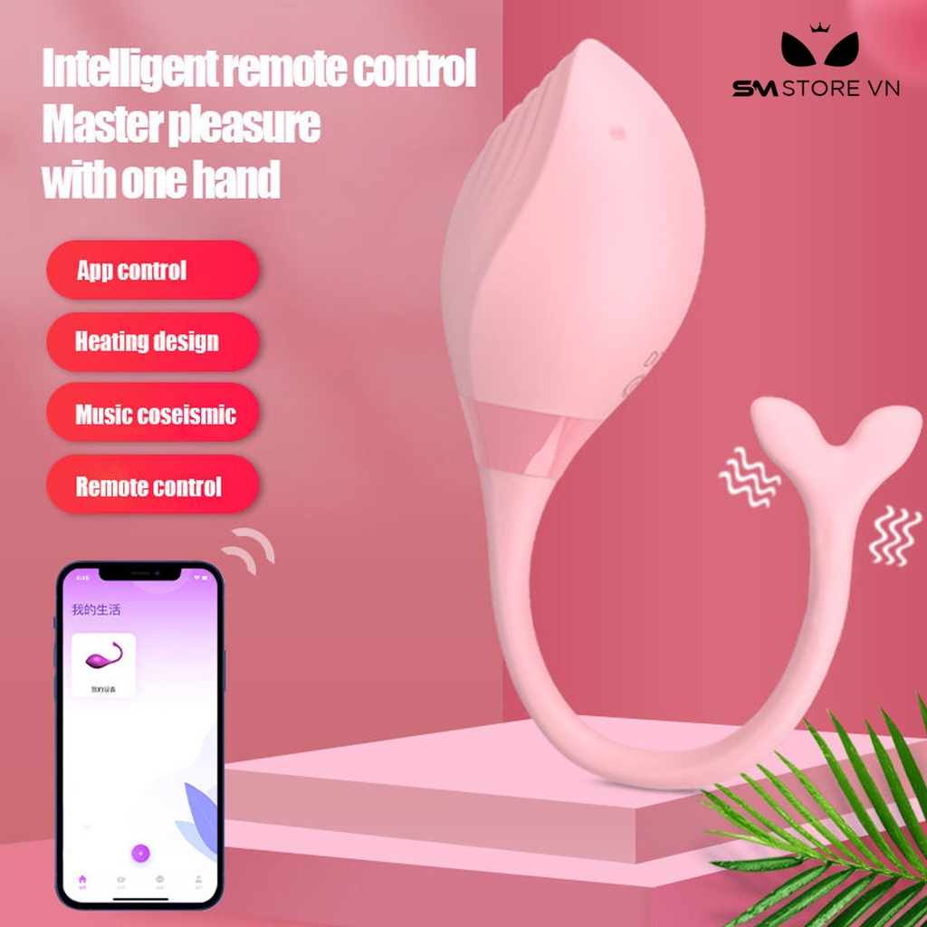 SMT1989 - Trứng rung silicon hình đuôi cá có 9 chế độ dài 15.5cm