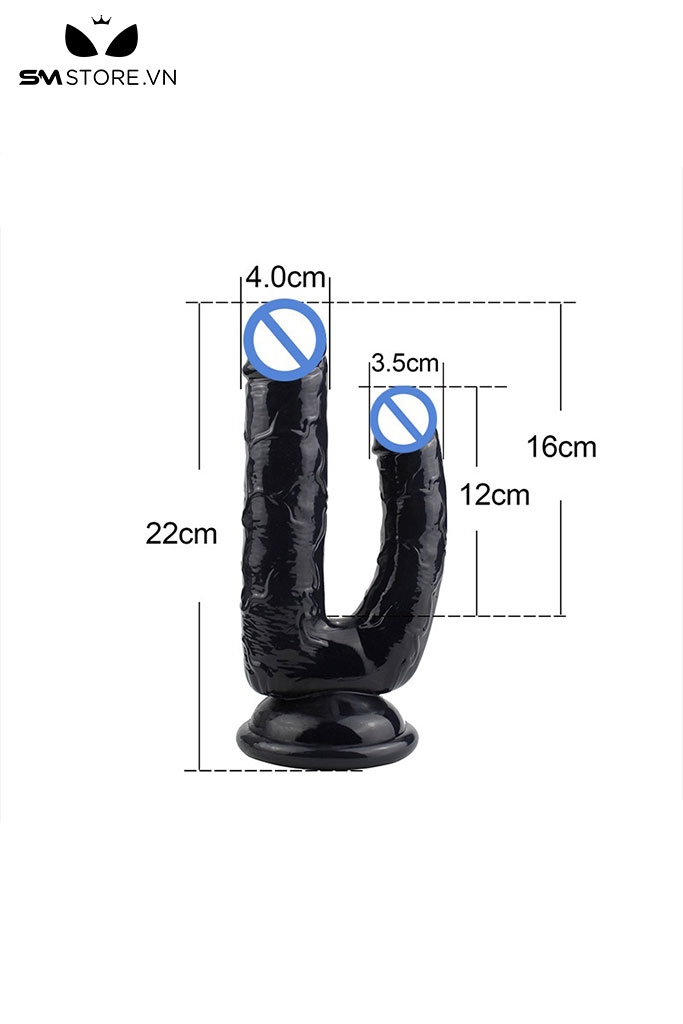 SMT1333 - Dương vật giả trong suốt 2 đầu silicon uốn dẻo dài 22cm