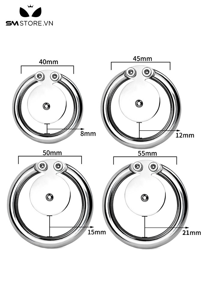 SMT2690 - Khóa dương vật mặt dẹt cực âm inox không gỉ có 4 size