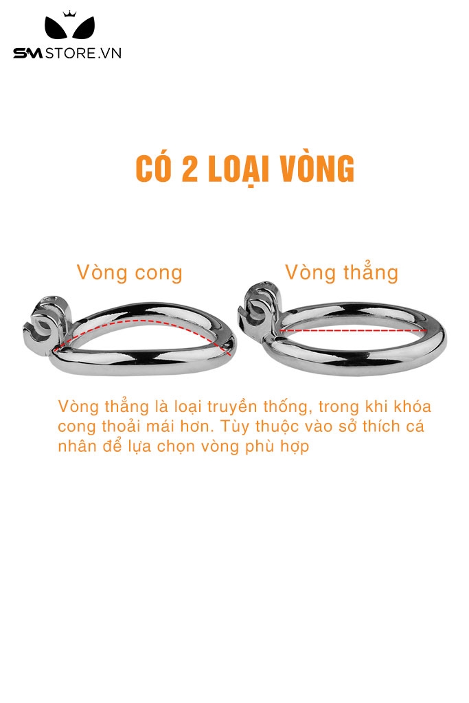 SMG045 - Phụ kiện khóa dương vật vòng cong inox có 4 kích cỡ