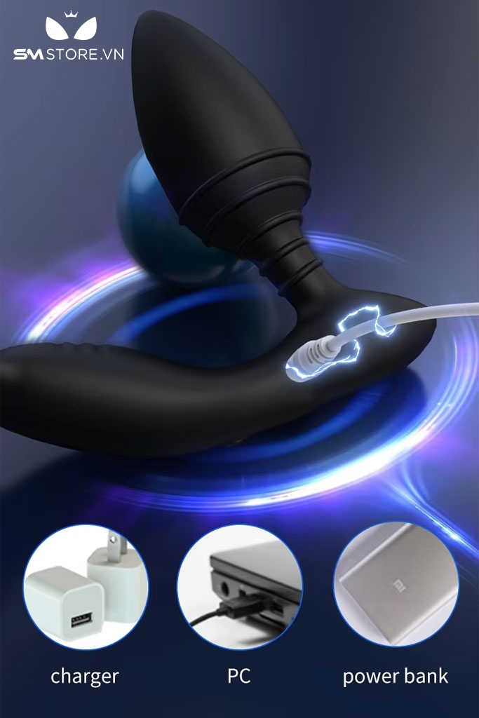 SMT2955 - Máy rung hậu môn trơn kèm vòng đeo dương vật silicon