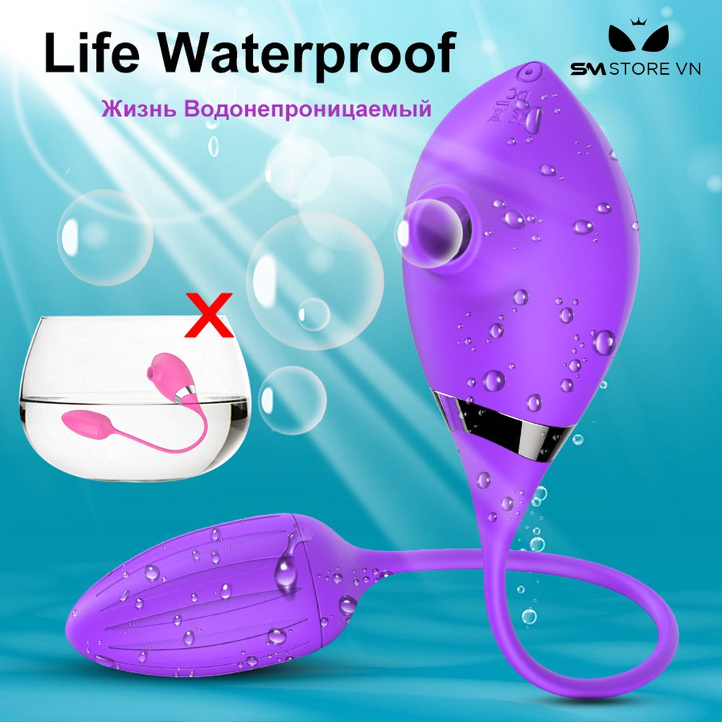 SMT1932 - Trứng rung hút 2 đầu silicon dài 32cm sạc điện chống nước