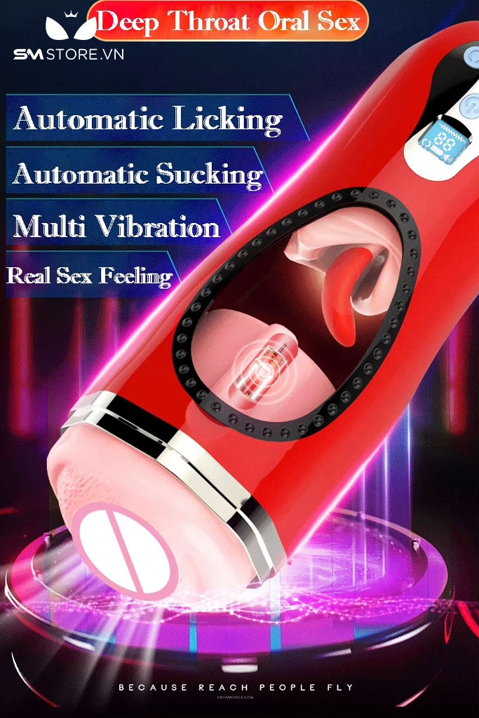SMT838 - Cốc thủ dâm với âm đạo giả rung liếm dài 23cm x 7cm