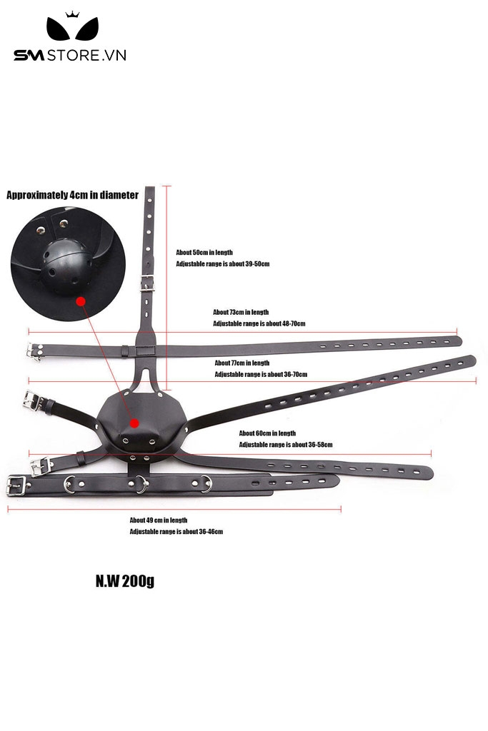 SMT2844 - Ball gag có mặt nạ trùm đầu chất liệu da PU điều chỉnh được