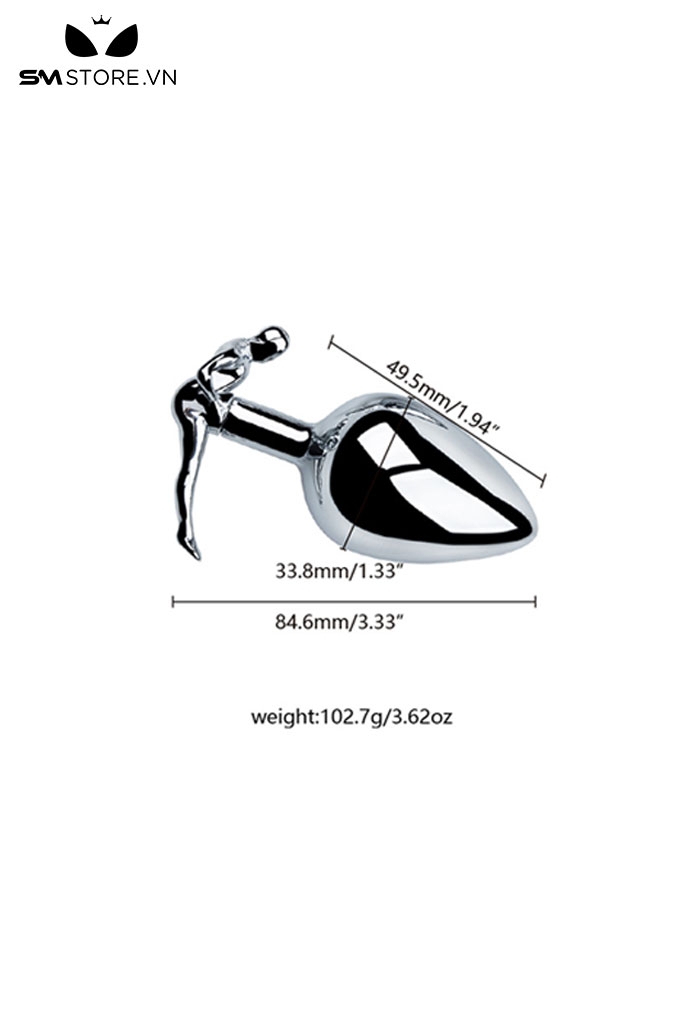 SMT2741 - Đồ chơi hậu môn inox có đế hình người và 3 size