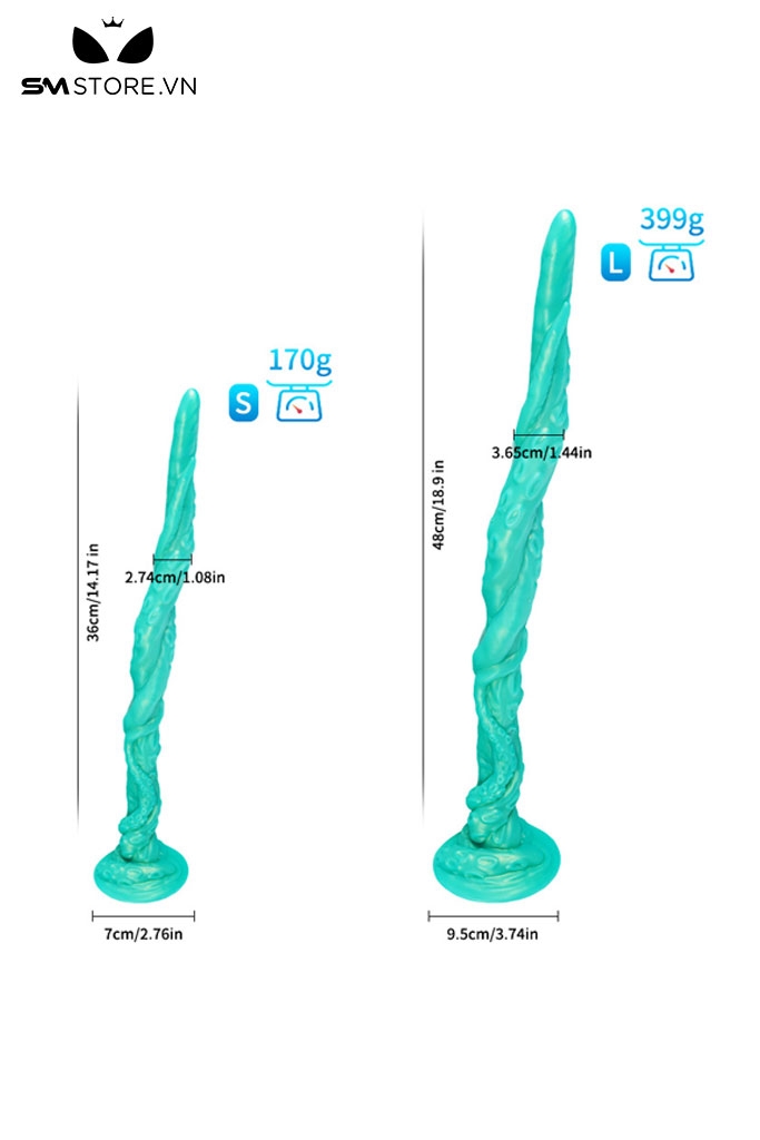 SMT1328 - Đồ chơi hậu môn silicon siêu dài 36 và 48 cm uốn dẻo được