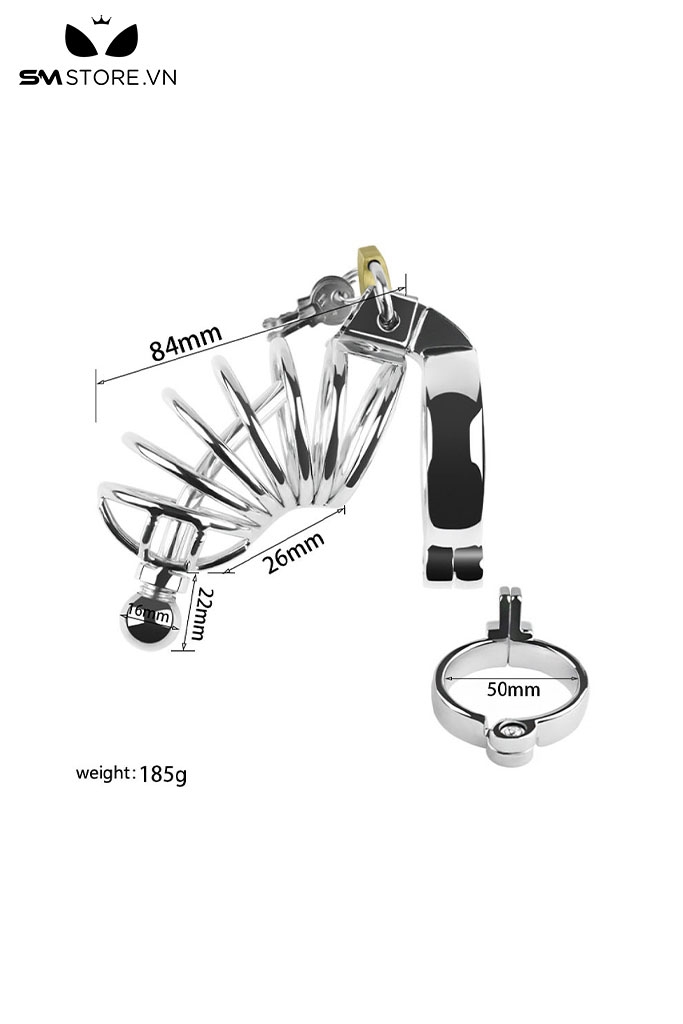 SMT613 - Khóa dương vật inox hình lò xo kèm chìa khóa với 3 size