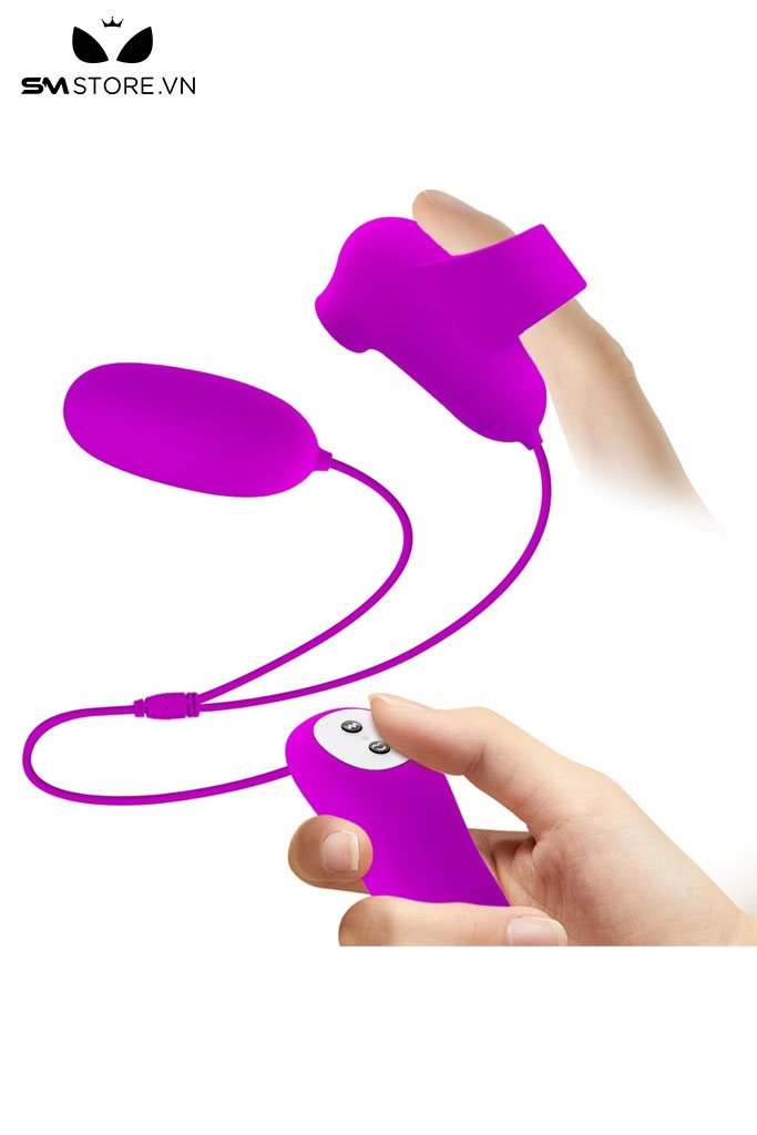 SMT2556 - Trứng rung hút Pretty Love silicon 2 đầu có dây và 12 chế độ