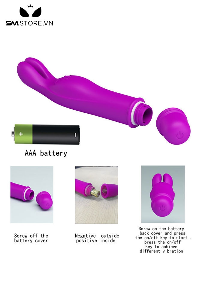 SMT2538 - Máy rung 10 tần số tai thỏ Pretty Love silicon dài 136mm