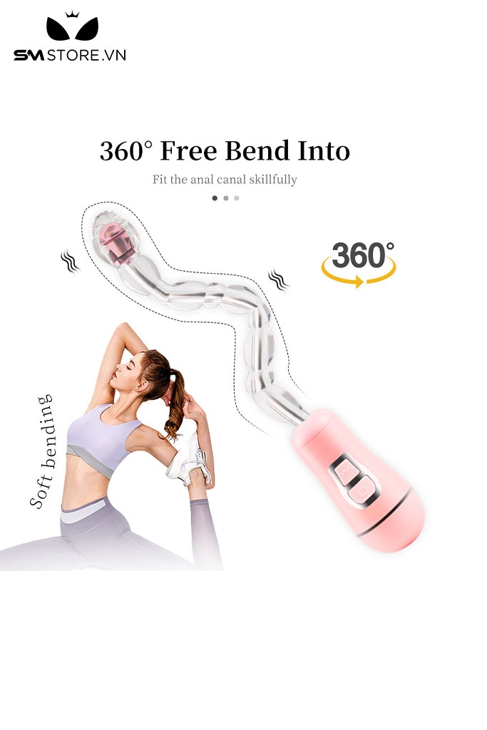 SMT891 - Anal play máy rung hậu môn uốn cong 360 độ dài 22.5cm