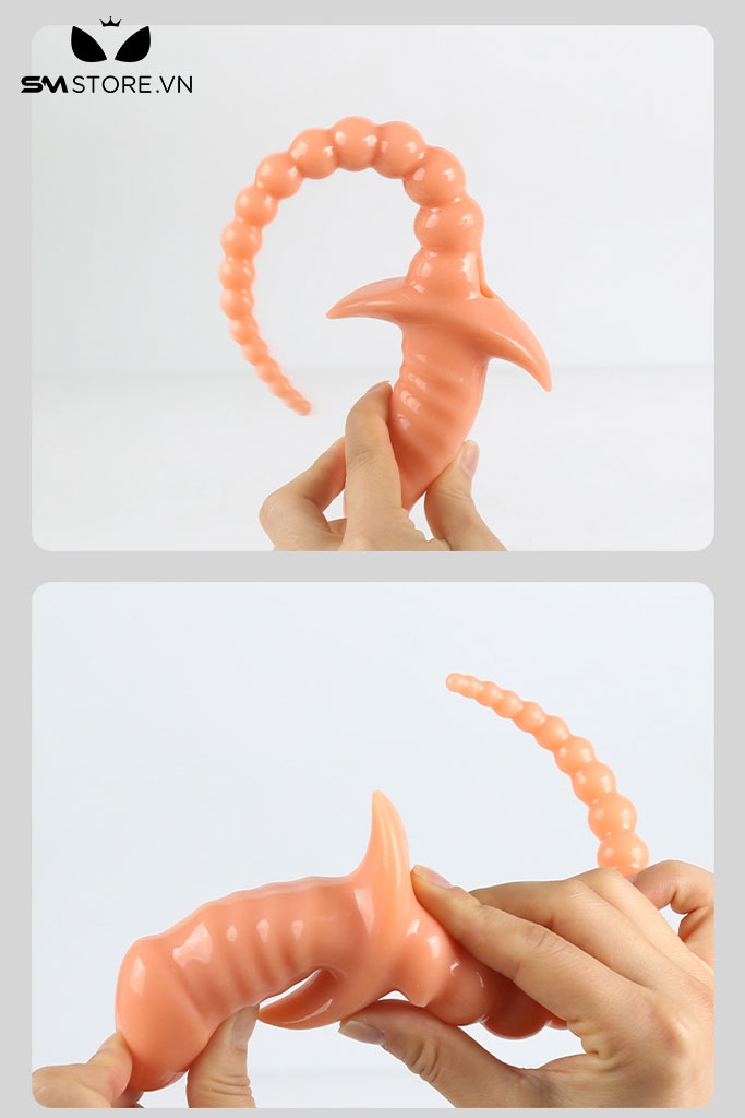SMT4642 - Đuôi chó cosplay với chuỗi hạt silicon co giãn dài 18.5cm