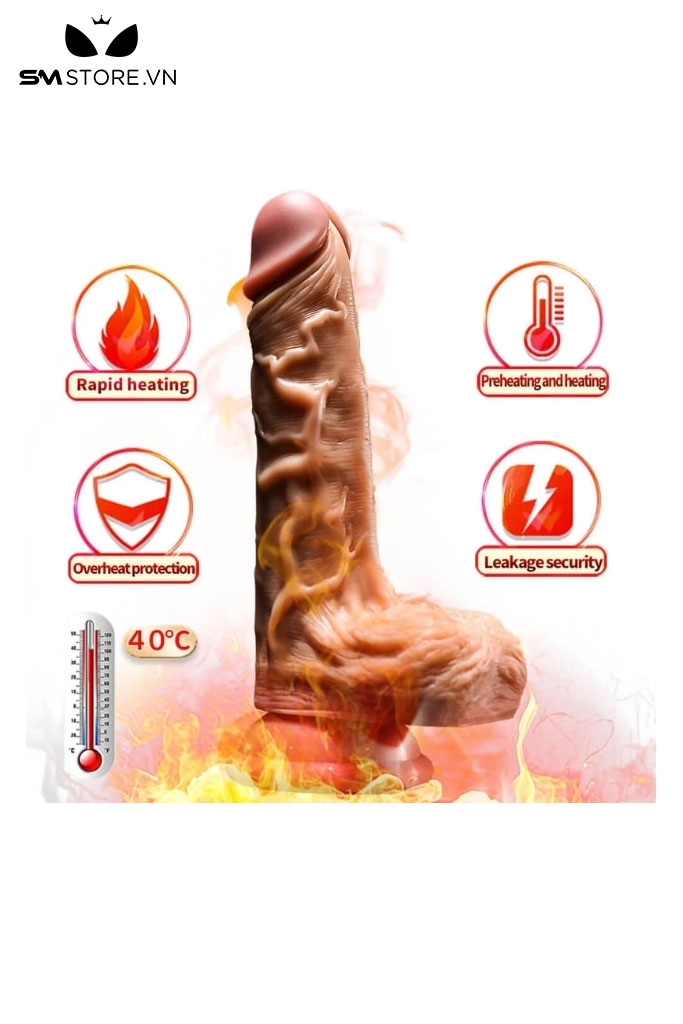 SMT1883 - Dương vật giả rung ngoáy sưởi ấm điều khiển từ xa
