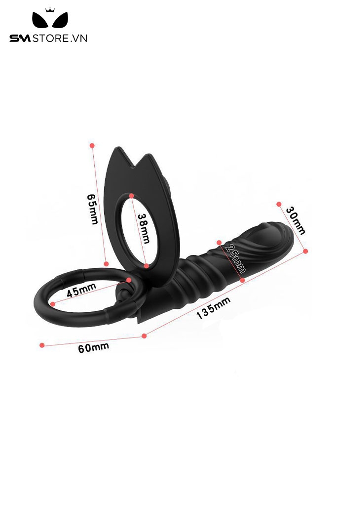SMT536 - Vòng đeo dương vật silicon chống xuất tinh dài 135mm màu đen