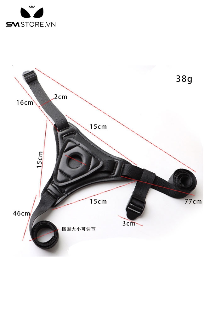 SMT483 - Dương vật giả silicon kèm đai đeo lọt khe dài 13cm màu đen