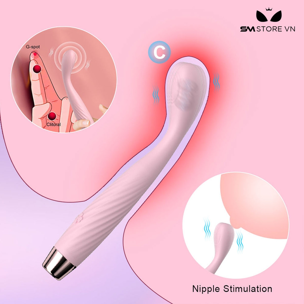 SMT2424 - Que rung silicon massage điểm G có 7 tần số dài 18cm