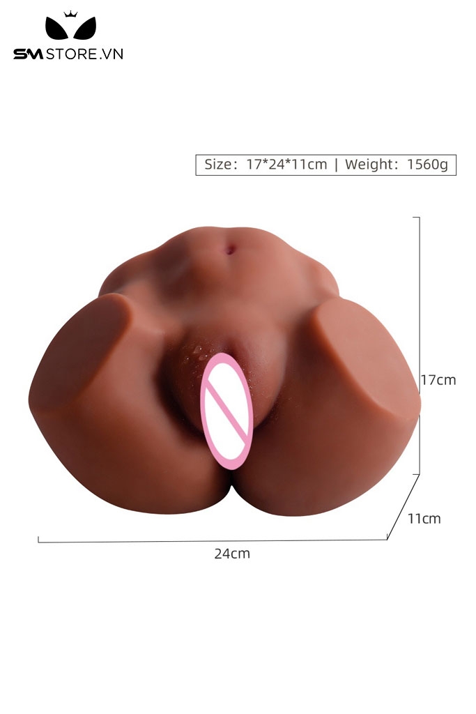 SMT2699 - Mông giả nguyên khối màu nâu chất liệu silicon dài 24cm