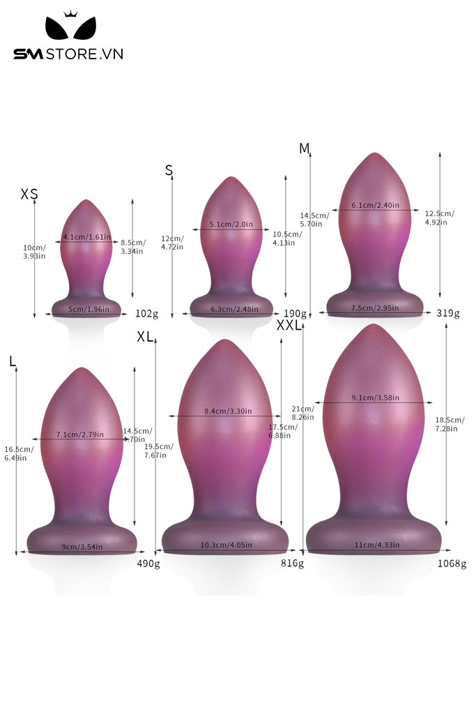 SMT2838 - Anal huge silicon màu tím silicon mềm có 5 kích cỡ