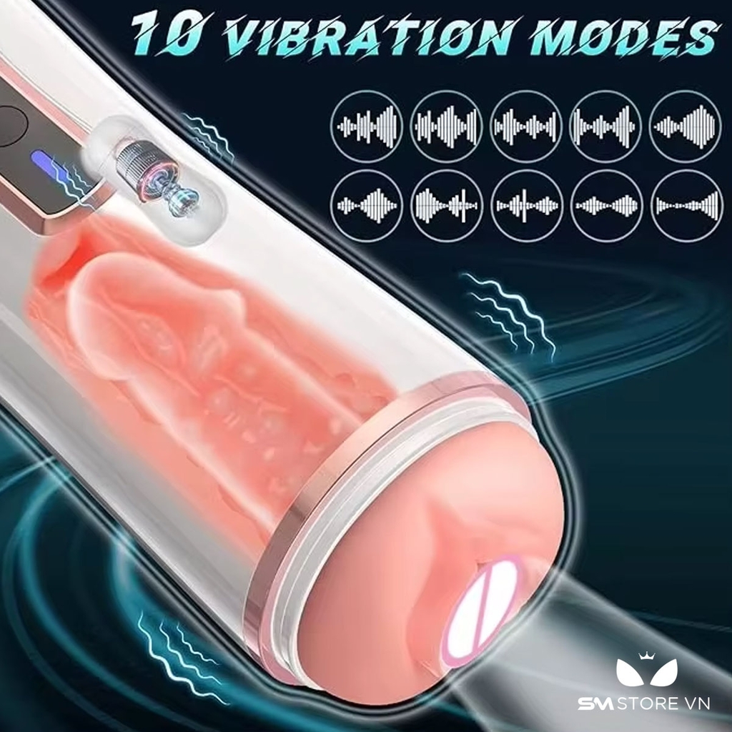 SMT1828 - Cốc thủ dâm silicon tự động rung 12 tần số xoay 360 độ