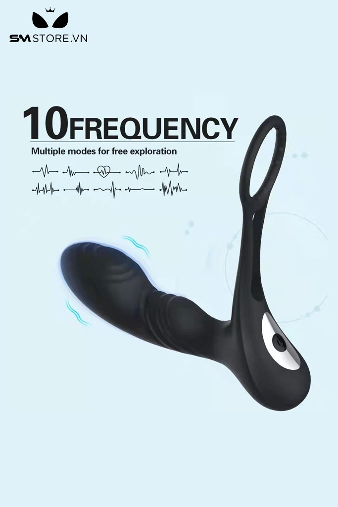 SMT1566 - Máy rung 10 tần số hậu môn mix vòng đeo dương vật