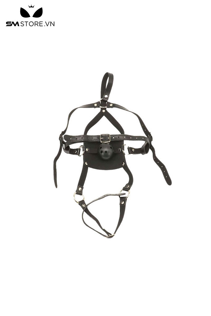 SMT233 - Khóa miệng muzzle gag với dây quai đeo kèm bóng đen