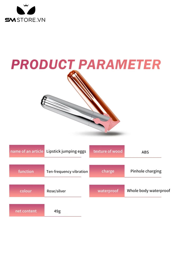 SMT1662 - Trứng rung mini silicon sạc điện có 10 tần số dài 10cm