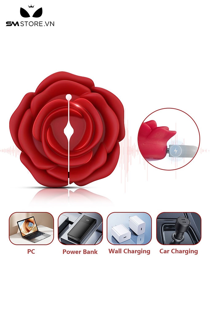 SMT1160 - Hút núm vú bông hoa hồng có 10 chế độ rung dài 5.9cm